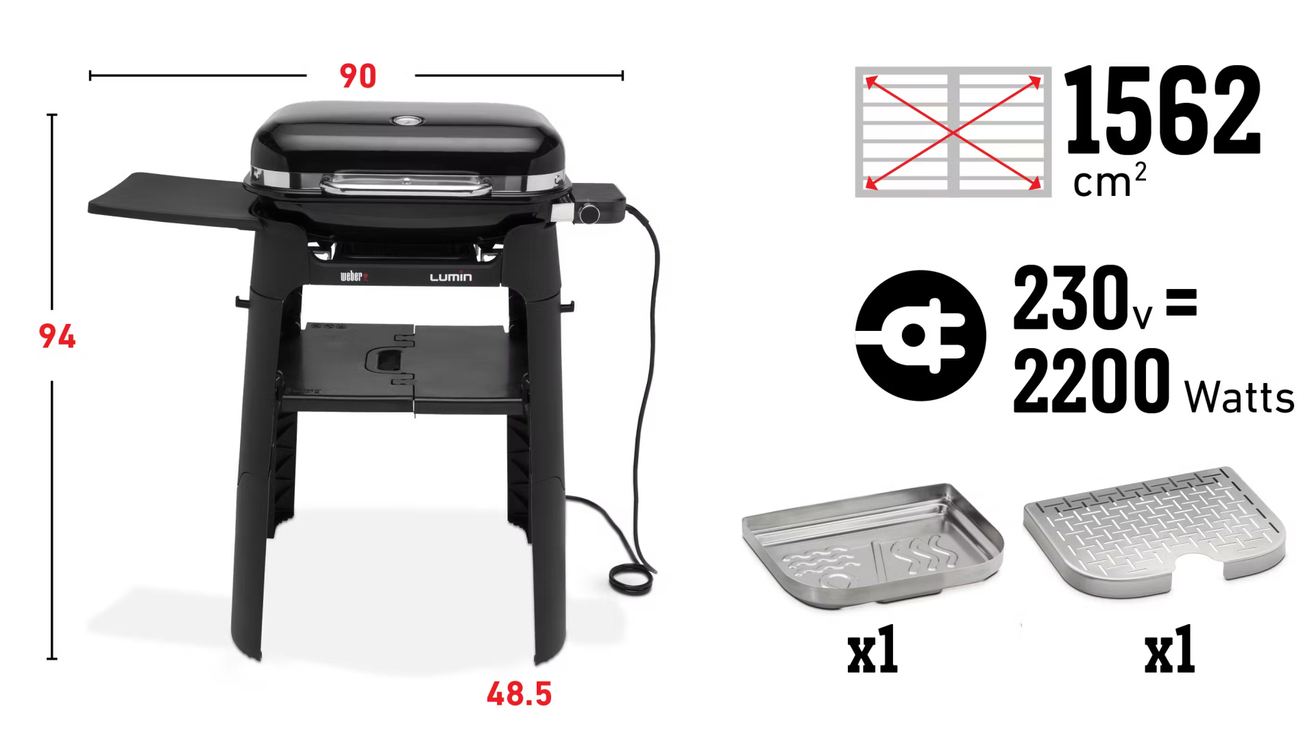 Weber Lumin elektrogrill mit Stand Abmessungen